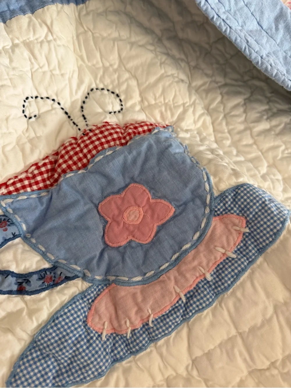 Pottery Barn Kids Pink and Blue Tea Cup & Teapot Quilt - Picture 8 of 9